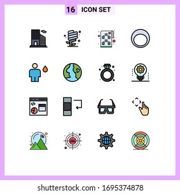 Set of 16 Vector Flat Color Filled Lines on Grid for body; jewelry; planning; fashion; accessories Editable Creative Vector Design Elements