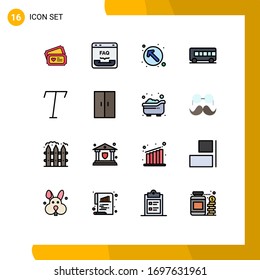 Set of 16 Vector Flat Color Filled Lines on Grid for italic; vehicle; help; transport; up left Editable Creative Vector Design Elements