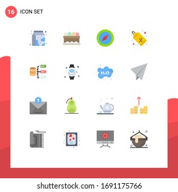 Set of 16 Vector Flat Colors on Grid for storage; servers; location; data; tag Editable Pack of Creative Vector Design Elements