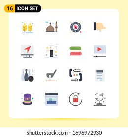 Set of 16 Vector Flat Colors on Grid for computer; vote; islam; thumbs down; romantic Editable Pack of Creative Vector Design Elements