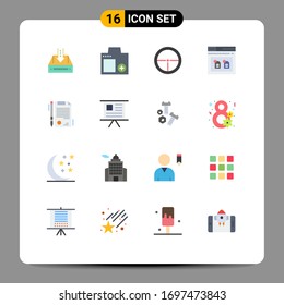 Set of 16 Vector Flat Colors on Grid for browser; target; digital; soldier; badge Editable Pack of Creative Vector Design Elements