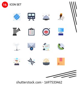 Set of 16 Vector Flat Colors on Grid for pipe; repair; train; construction; drill Editable Pack of Creative Vector Design Elements