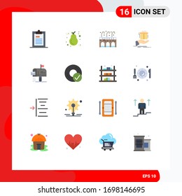Set of 16 Vector Flat Colors on Grid for birthday; solution; candle; surprise; pub Editable Pack of Creative Vector Design Elements