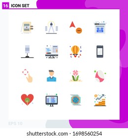 Set of 16 Vector Flat Colors on Grid for interior; website; geometry; missing; cursor Editable Pack of Creative Vector Design Elements