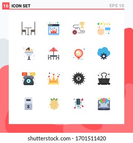 Set of 16 Vector Flat Colors on Grid for drink; wine; target; feedback; customer satisfaction Editable Pack of Creative Vector Design Elements