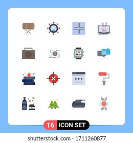 Set of 16 Vector Flat Colors on Grid for nuclear; online; layout; management; analysis Editable Pack of Creative Vector Design Elements
