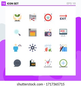 Set of 16 Vector Flat Colors on Grid for magnify; general; premium; navigation; fire exit Editable Pack of Creative Vector Design Elements