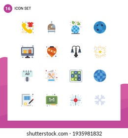 Set of 16 Vector Flat Colors on Grid for display; technology; earth day; network; business Editable Pack of Creative Vector Design Elements
