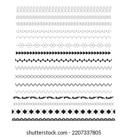 Set of 16 vector illustrations of decorative ruled lines.