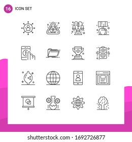 Set of 16 Vector Outlines on Grid for contact; click; decorate; lump; home Editable Vector Design Elements