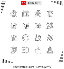 Set of 16 Vector Outlines on Grid for font; letter; messages; sunflower; flower Editable Vector Design Elements