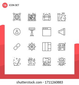 Set of 16 Vector Outlines on Grid for man; health; bag; form; disease Editable Vector Design Elements