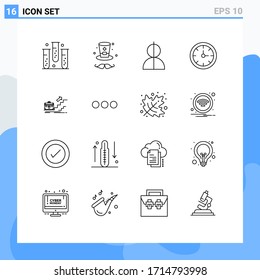 Set of 16 Vector Outlines on Grid for growth; stopwatch; avatar; clock; thief Editable Vector Design Elements