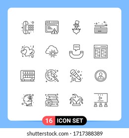 Set von 16 Vektorillustrationen Skizzen auf "Grid for Herz"; Tastatur, Schnurrbart; Schlüssel; Hut Editierbare Design-Elemente für Vektorillustrationen
