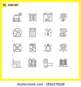 Conjunto de 16 líneas divisorias en cuadrícula para calcular; noche; sitio web; luna; elementos de diseño de vectores editables de jardín
