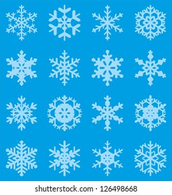 Set of 16 vector snowflakes