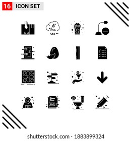 Set of 16 Vector Solid Glyphs on Grid for gadget; computers; develop; drink; celebrate Editable Vector Design Elements