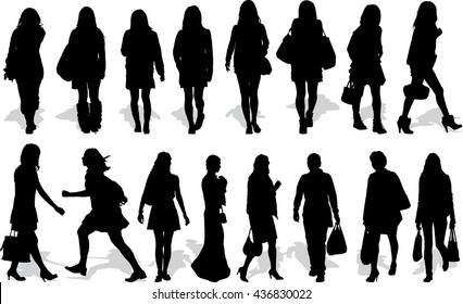 Set 16 Vectors Silhouettes People Action Stock Vector (Royalty Free ...