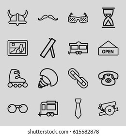 Set of 16 vintage outline icons.