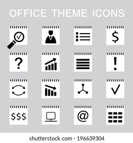 Set of 16 web icons for business, office theme. Vector illustration