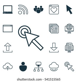 Set Of 16 Web Icons. Includes Send Data, Virtual Storage, Team And Other Symbols. Beautiful Design Elements.