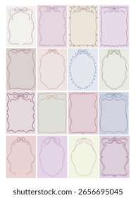 Set Of 16 Whimsical Line Art Hand Drawn Doodle Frames For Wedding Invitations Restaurant Menu Birthday Party Baby Shower Vector Design