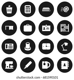 Set Of 16 Workspace Icons Set.Collection Of Espresso, Time, Book And Other Elements.