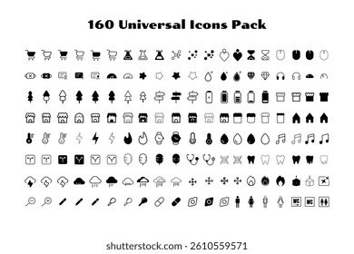 A set of 160 universal icons pack