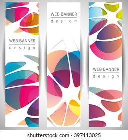 Set of the 160x600 abstract banners. Vector illustrtion.