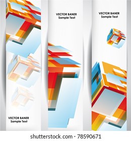 Set of the 160x600 abstract cube banners.