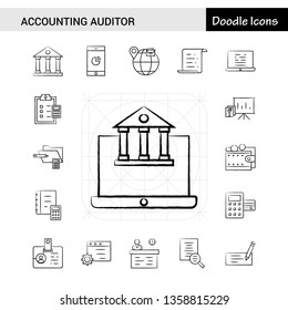 Set of 17 Accounting Auditor hand-drawn icon set
