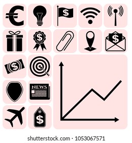 Set of 17 business high quality icons. Collection. Amazing desing. Vector Illustration.