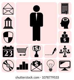  Set of 17 business high quality symbols. Collection. Detailed design. Vector Illustration.