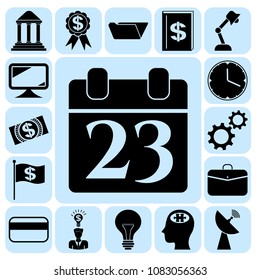  Set of 17 business high quality symbols. Collection. Flat design. Vector Illustration.