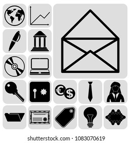  Set of 17 business high quality icons or symbols. Collection. Amazing desing. Vector Illustration.