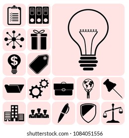  Set of 17 business high quality symbols. Collection. Amazing desing. Vector Illustration.