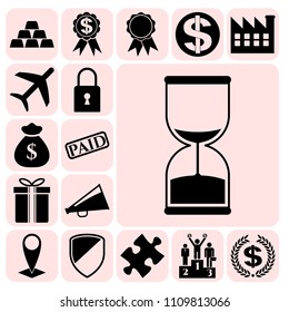  Set of 17 business high quality symbols. Collection. Flat design. Vector Illustration.