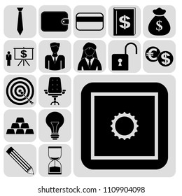  Set of 17 business high quality symbols. Collection. Detailed design. Vector Illustration.