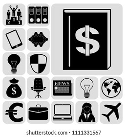 Set of 17 business high quality icons. Collection. Flat design. Vector Illustration.