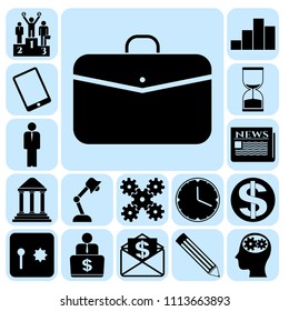  Set of 17 business high quality icons. Collection. Detailed design. Vector Illustration.