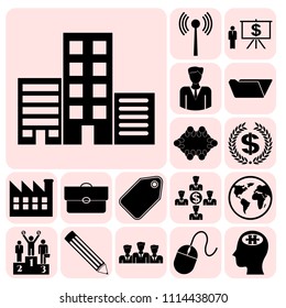 Set of 17 business high quality icons. Collection. Detailed design. Vector Illustration.