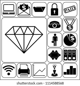 Set of 17 business high quality icons or symbols. Collection. Amazing desing. Vector Illustration.