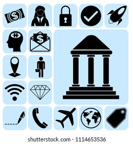 Set of 17 business high quality symbols. Collection. Flat design. Vector Illustration.