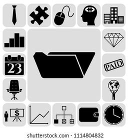 Set of 17 business high quality icons or symbols. Collection. Amazing desing. Vector Illustration.