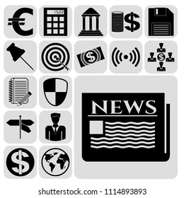 Set of 17 business high quality symbols. Collection. Flat design. Vector Illustration.