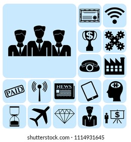 Set of 17 business high quality symbols or icons. Collection. Detailed design. Vector Illustration.