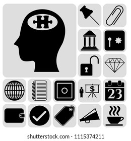 Set of 17 business high quality icons or symbols. Collection. Amazing desing. Vector Illustration.