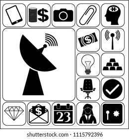 Set of 17 business high quality icons or symbols. Collection. Flat design. Vector Illustration.