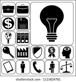 Set of 17 business high quality symbols or icons. Collection. Amazing desing. Vector Illustration.