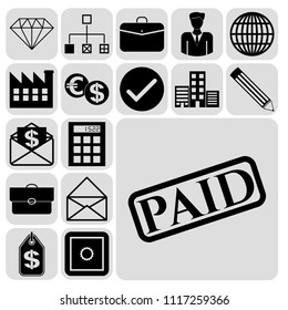 Set of 17 business high quality symbols or icons. Collection. Detailed design. Vector Illustration.